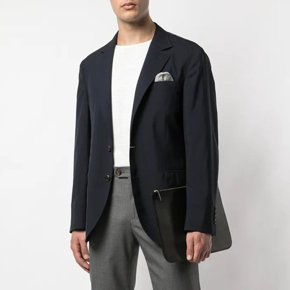 Brunello Cucinelli SS/20 Navy Three-Button Travel Blazer